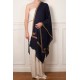 ASHA MARINE, étole véritable pashmina 100% cachemire brodé main