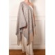 ZOE BEIGE, real pashmina 100% cashmere natural with full handmade embroideries