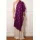 MEG PURPLE, Real embroidered pashmina shawl 100% cashmere