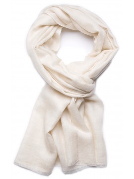 Echte natuurlijke ivoorkleurige pashmina TWILL - 100% cashmere Stola