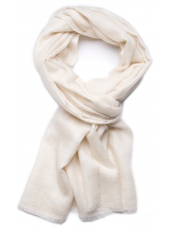 Handwoven cashmere pashmina Stole Natural ivory TWILL