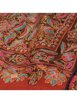VICTORIA RUST, real embroidered pashmina shawl 100% cashmere