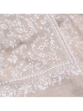 BIANCA BEIGE, real pashmina 100% cashmere with handmade embroideries