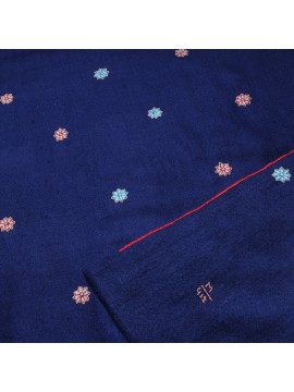 SARA NAVY, real pashmina 100% cashmere with handmade embroideries