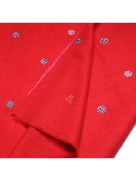 SARA ROUGE, étole véritable Pashmina 100% cachemire brodé main