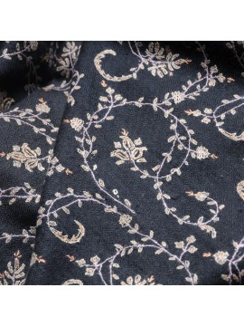 JULIA GRIS, étole véritable Pashmina 100% cachemire brodé main