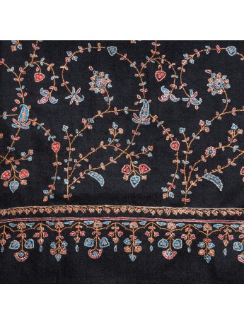 JULIA BLACK, real pashmina 100% cashmere with handmade embroideries