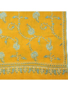 JULIA SAFRAN, étole véritable Pashmina 100% cachemire brodé main