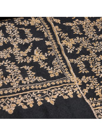 NERA GOLD, real pashmina 100% cashmere with handmade embroideries