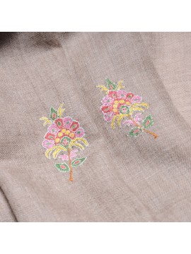 FLORA BEIGE, Real embroidered pashmina shawl 100% cashmere