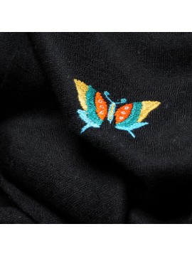 MARIPOSA NOIR, châle véritable Pashmina 100% cachemire brodé main