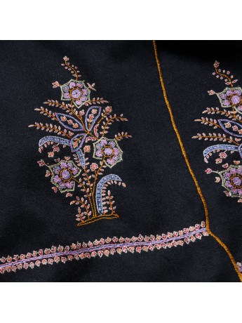 MEG BLUE, real embroidered pashmina shawl 100% cashmere