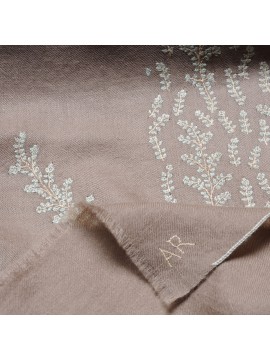 NINA GREIGE, real embroidered pashmina shawl 100% cashmere