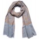 JANET GRIGIO, scialle vera Pashmina 100% cashmere ricamata a mano