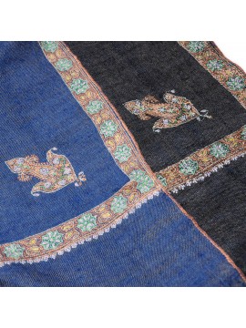 NORA DENIM, châle véritable pashmina 100% cachemire brodé main