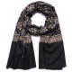 SOFIA BLACK, real embroidered pashmina shawl 100% cashmere