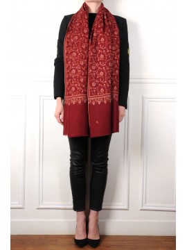 JULIA BRIQUE, étole véritable Pashmina 100% cachemire brodé main