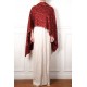 JULIA BRICK RED, real pashmina 100% cashmere with handmade embroideries