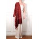 JULIA BRICK RED, real pashmina 100% cashmere with handmade embroideries