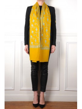 JULIA ZAFFERANO, stola vera Pashmina 100% cashmere ricamata a mano