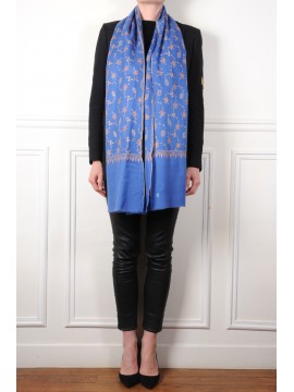 MIA MYOSOTIS, étole véritable Pashmina 100% cachemire brodé main