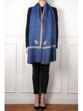 NORA DENIM, Real embroidered pashmina shawl 100% cashmere