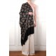 SOFIA BLACK, real embroidered pashmina shawl 100% cashmere