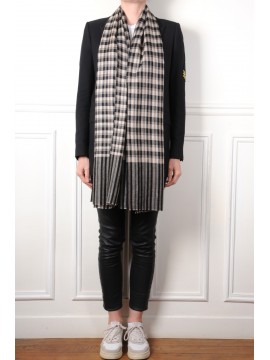 SAM, real pashmina 100% cashmere with chess and stripes