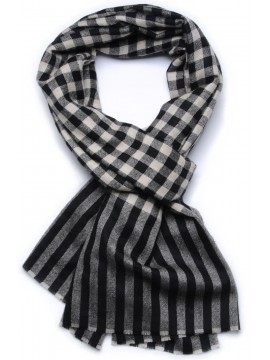 AXEL, real pashmina 100% cashmere with chess and stripes