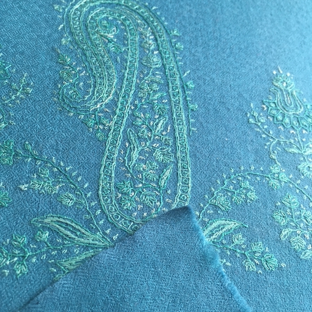 Hand-embroidered wool stole