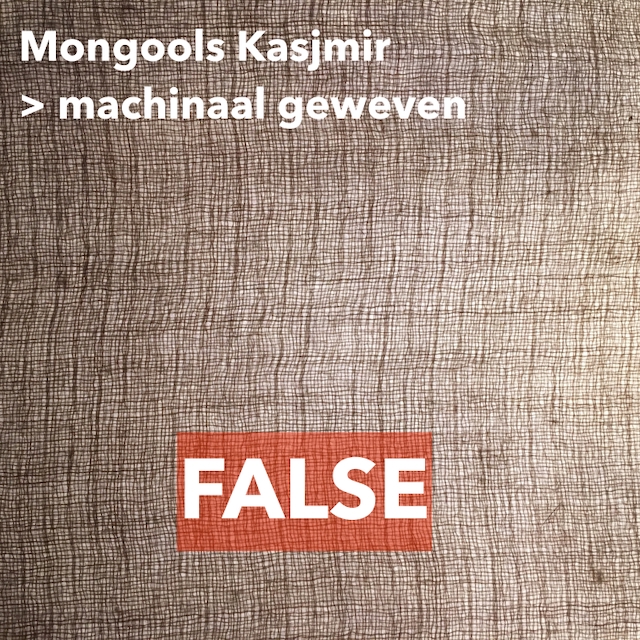 Als de weving te uniform is, betekent dit dat de stof machinaal is geweven: het is geen pashmina.